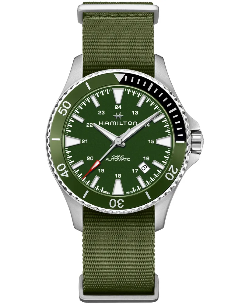 Hamilton Unisex Swiss Automatic Scuba Green Nato Strap Watch 40mm