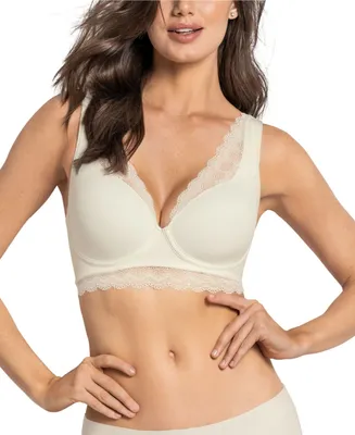 Leonisa Soft Lightly-Lined Lace Underwire Bra- Deep Coverage Bra