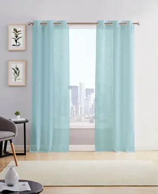 Dainty Home Hannah Linen Textured Light Filtering Window Panel Set, 76" W x 96" L