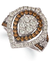 Le Vian Chocolate & Nude Diamond Cluster Halo Ring (1-9/10 ct. t.w.) in 14k Rose, Yellow or White Gold