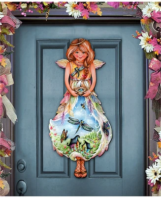 Designocracy Nature Blessing Angel Over The Door Wooden Door Hanger by Jamie Mills Price