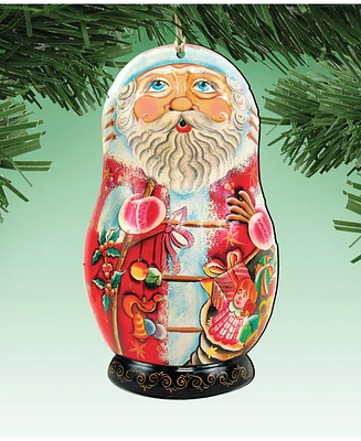 Designocracy Santa Matreshka Doll Wooden Ornaments