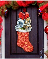 Designocracy Kitty Cats Christmas Stacking Christmas Door Hanger