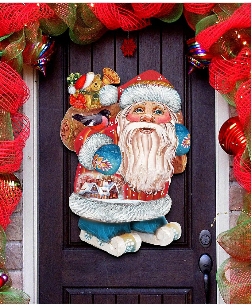 Designocracy Caring Gift Bag Santa Christmas Door Hanger