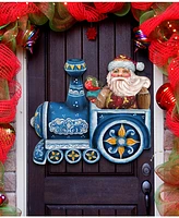 Designocracy Santa on Train Christmas Door Hanger