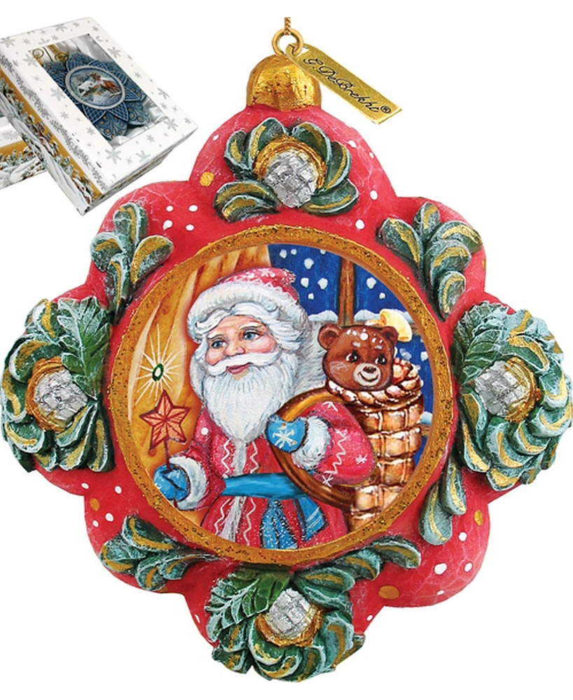 G.DeBrekht Hand Painted Scenic Ornament Gift Giver Santa