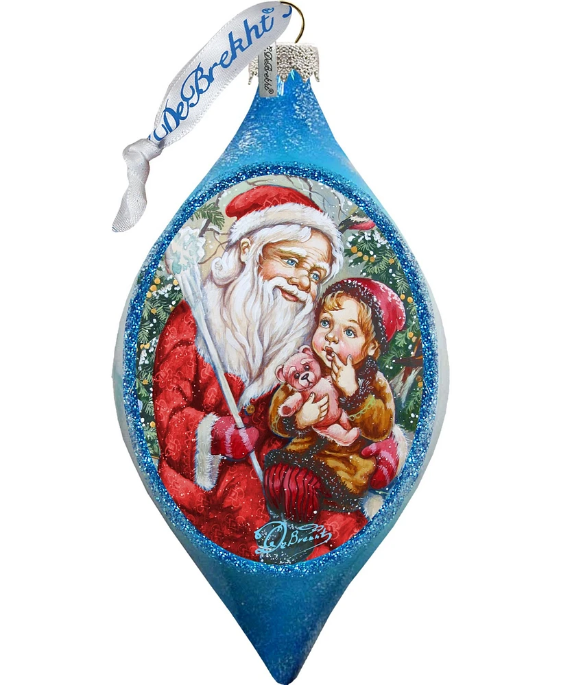 G.DeBrekht Teddy Bear Santa Drop Glass Ornament