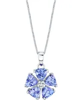 Tanzanite (2-1/4 ct. t.w.) & Diamond Accent Flower 18" Pendant Necklace in 14k White Gold