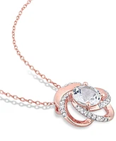 White Topaz Floral Swirl 18" Pendant Necklace (2-3/5 ct. t.w.) in 18k Rose Gold-Plated Sterling Silver