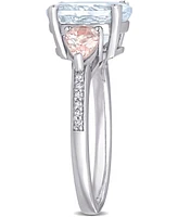 Macy's Aquamarine (2-1/5 ct. t.w.), Morganite (4/5 t.w.) & Diamond Accent Ring Sterling Silver