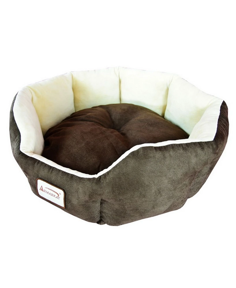 Armarkat Cozy Pet Bed for Cats and Extra Small Dogs, Mocha/Beige