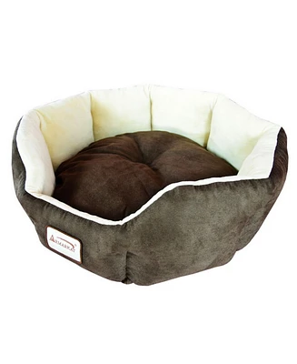 Armarkat Cozy Pet Bed for Cats and Extra Small Dogs, Mocha/Beige