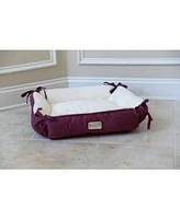 Armarkat 2-In-1 Cat Pet Bed & Fleece Cat Mat, Burgundy/Ivory - Extra Thick Poly Fill, Machine Washable