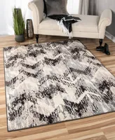 Closeout! Edgewater Living Chatel Distressed Chevron Gray 5'3" x 7'6" Area Rug
