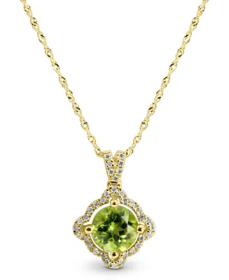 Peridot (1 ct. t.w.) & Diamond (1/8 ct. t.w.) 18" Pendant Necklace in 14k Gold