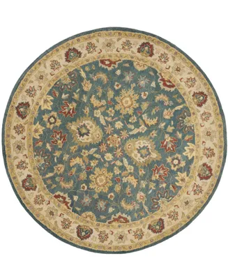 Safavieh Antiquity At15 Blue and Beige 3'6" x 3'6" Round Area Rug