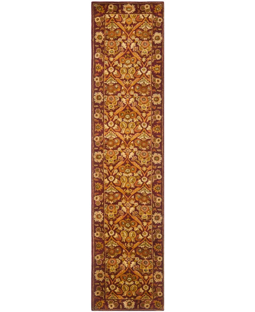 Safavieh Antiquity At51 Wine and Gold 2'3" x 10' Runner Area Rug