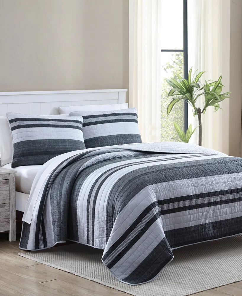 Nautica Ardmoore Grey Cotton Reversible 2-Piece Quilt Set, Twin
