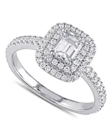 Diamond Emerald-Cut Double Halo Engagement Ring (1 ct. t.w.) 14k White Gold