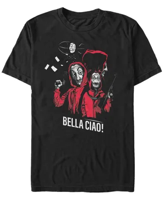 Fifth Sun Men's La Casa De Papel Bella Ciao Masked Zeppelin Group Short Sleeve T-Shirt