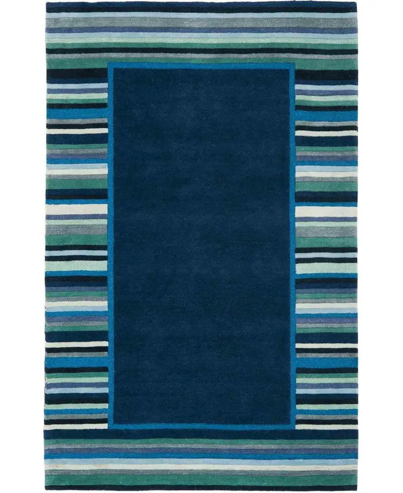 Martha Stewart Collection Striped Border MSR4715C Bluestone 5' x 8' Area Rug