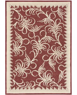 Martha Stewart Collection Fountain Swirl MSR4449C Red and Ivory 4' x 5'7" Area Rug