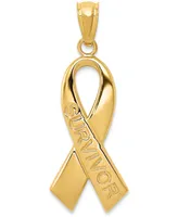 Survivor Ribbon Charm Pendant in 14k Gold