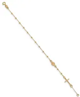 Cross & Rosary Link Bracelet in 14k Yellow Gold