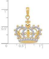 Sovereign Crown Charm Pendant in 14k Gold & White Rhodium Plated