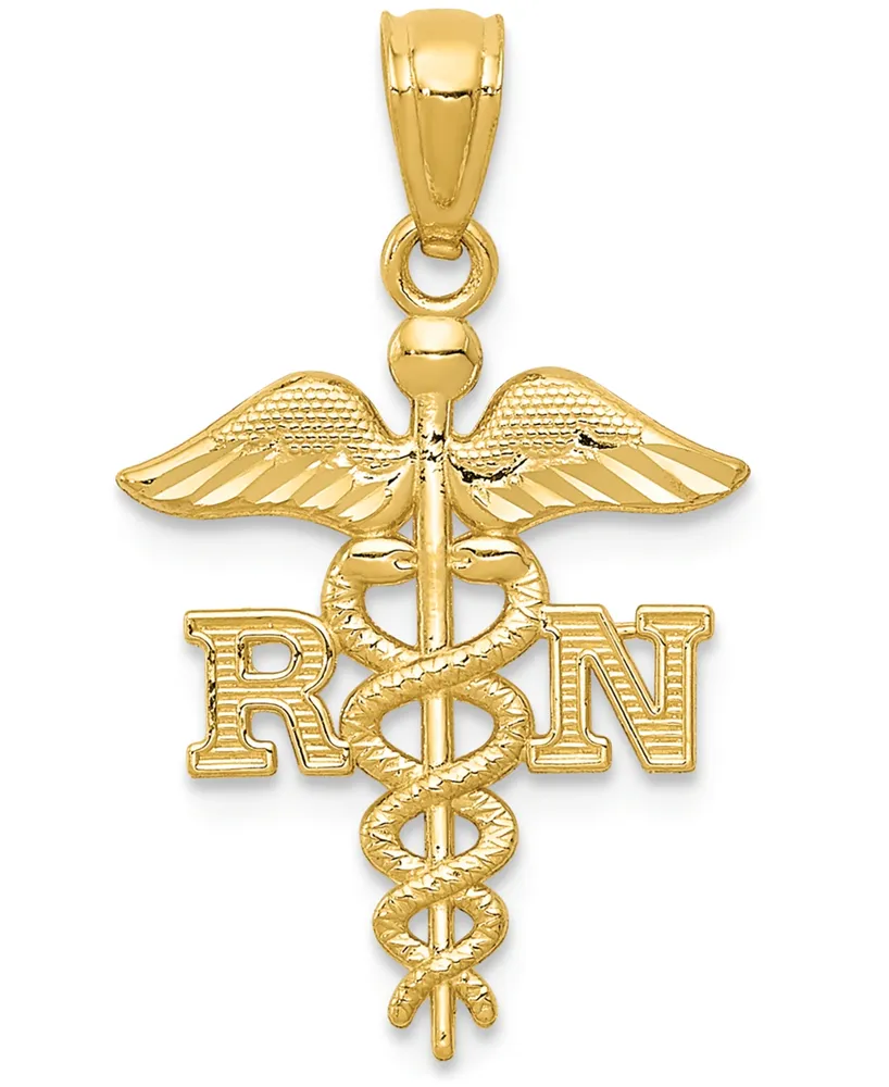 Registered Nurse Charm Pendant in 14k Yellow Gold