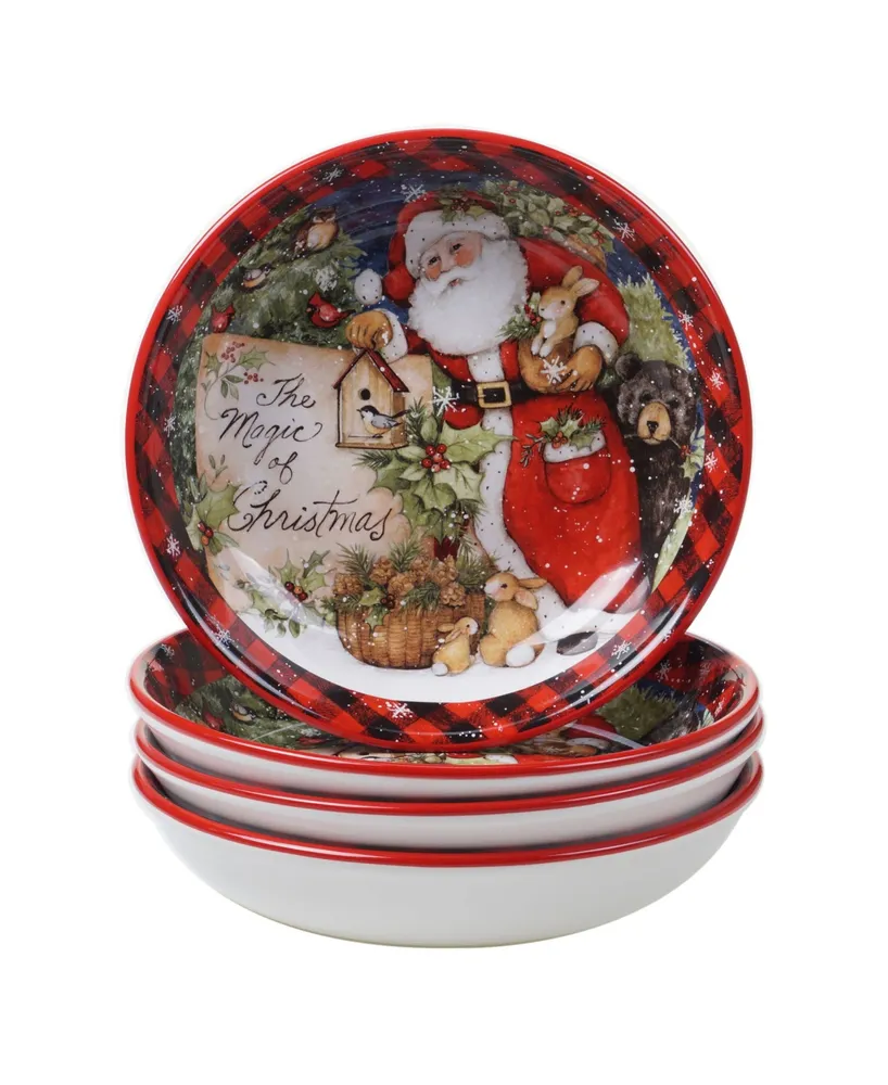 Certified International Magic of Christmas Santa 4 Piece Soup Bowl