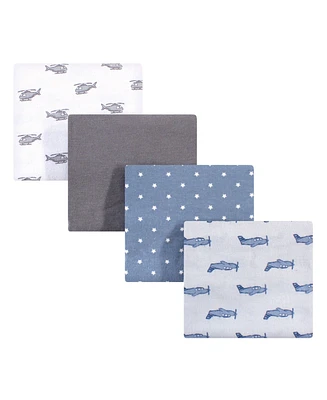 Hudson Baby Infant Boy Cotton Flannel Receiving Blankets Set, Blue Green Dino, One