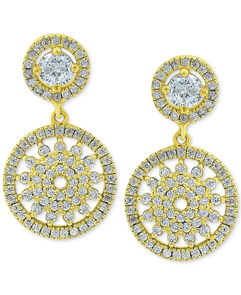 Giani Bernini Cubic Zirconia Medallion Drop Earrings, Created for Macy's