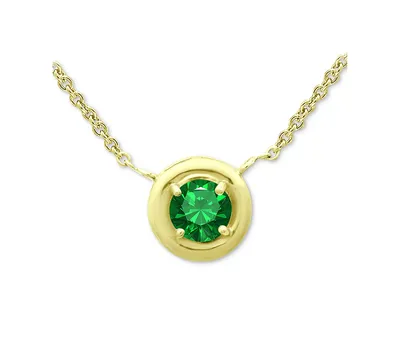 Giani Bernini Green Cubic Zirconia Framed 16" Pendant Necklace, Created for Macy's