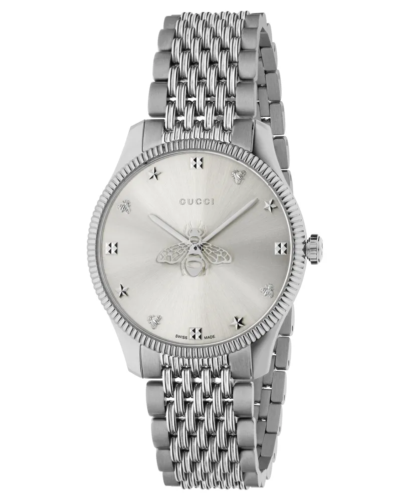 Gucci Women's Swiss G-Timeless Slim Stainless Steel Bracelet Watch 36mm