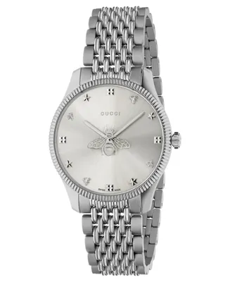 Gucci Women's Swiss G-Timeless Slim Stainless Steel Bracelet Watch 36mm