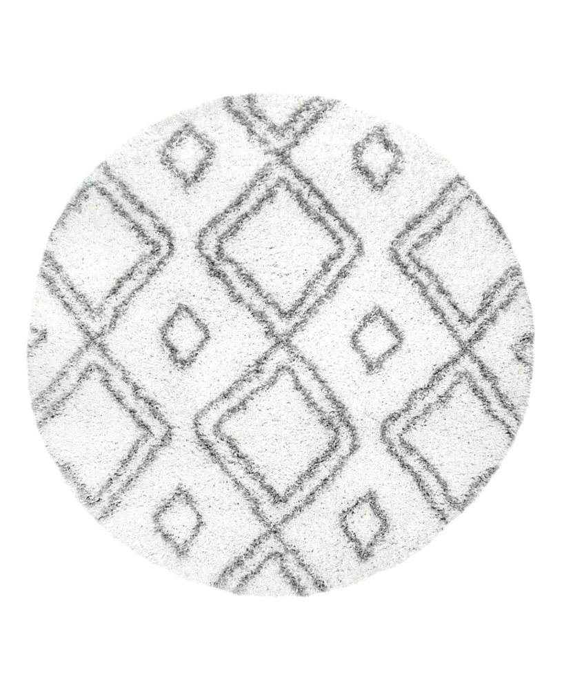 nuLoom Iola OZSG18A White 5'3" x 5'3" Round Area Rug