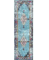 nuLoom Veronica KKCB26A Aqua 2'6" x 10' Runner Rug