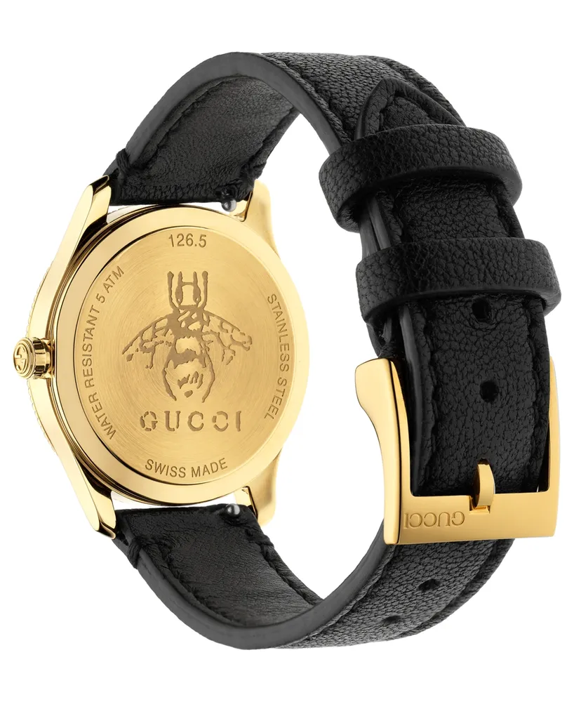Gucci Women's Swiss G-Timeless Slim Black Leather Strap Watch 29mm
