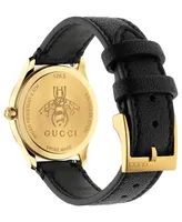Gucci Women's Swiss G-Timeless Slim Black Leather Strap Watch 29mm