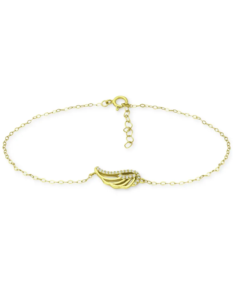 Giani Bernini Cubic Zirconia Wing Chain Ankle Bracelet, Created for Macy's