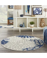 Nourison Home Aloha ALH05 Ivory and Navy 5'3" Round Rug