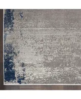 Nourison Home Etchings ETC01 Gray and Navy 4' x 6' Area Rug