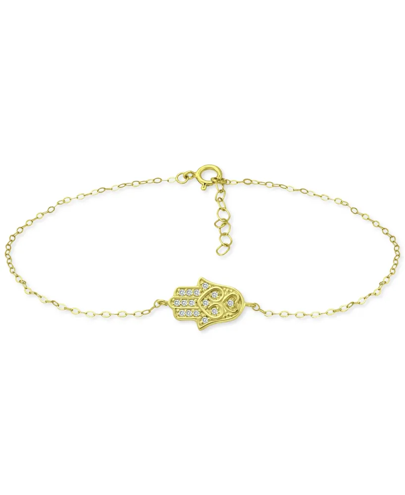 Giani Bernini Cubic Zirconia Hamsa Hand Ankle Bracelet, Created for Macy's