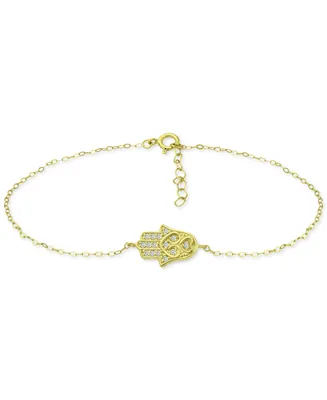 Giani Bernini Cubic Zirconia Hamsa Hand Ankle Bracelet, Created for Macy's