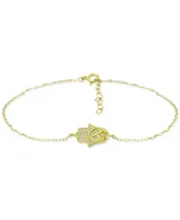 Giani Bernini Cubic Zirconia Hamsa Hand Ankle Bracelet, Created for Macy's