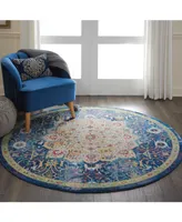 Nourison Home Ankara Global ANR03 Blue 4' Round Rug