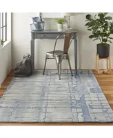 Nourison Home Symmetry SMM04 Blue and Gray 3'9" x 5'9" Area Rug