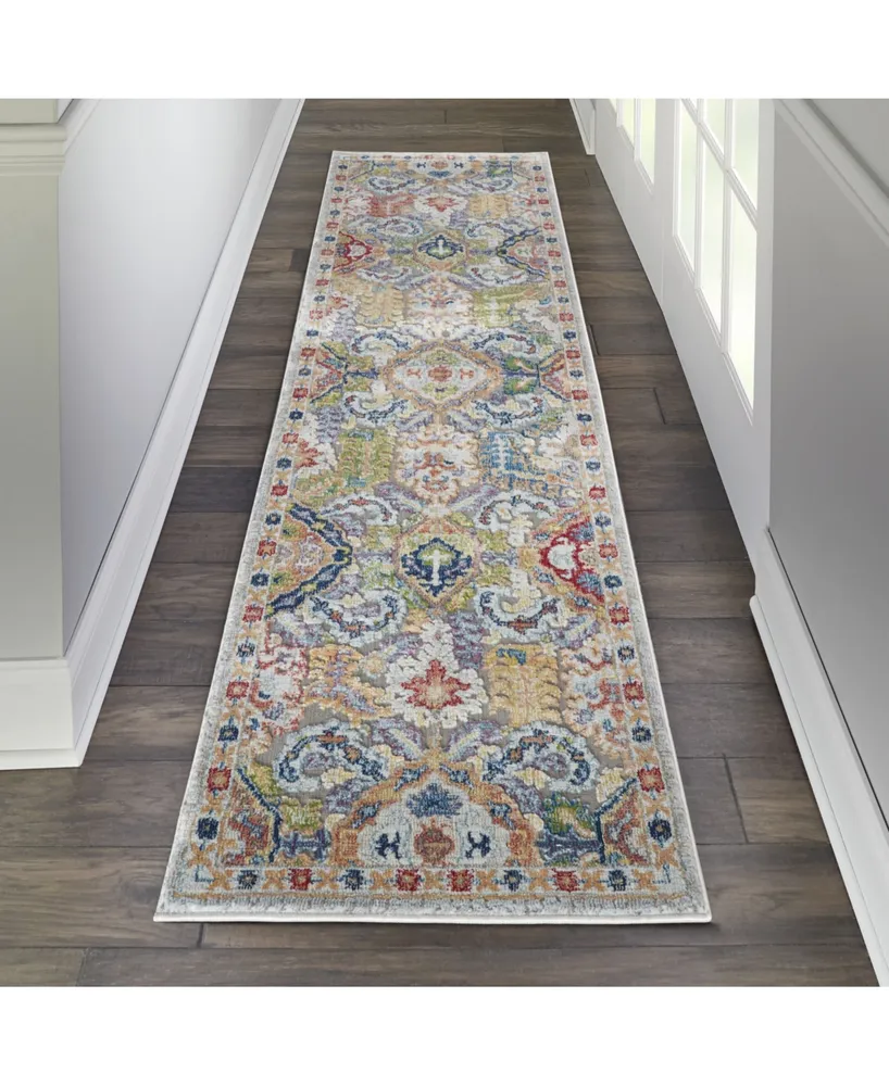 Nourison Home Ankara Global ANR12 Gray and Multi 2' x 6' Runner Rug