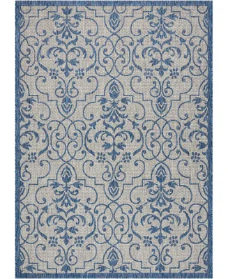Nourison Home Country Side CTR04 Ivory and Blue 5'3" x 7'3" Outdoor Area Rug